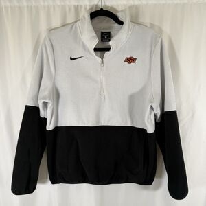 OSU Cowboys Nike Fleece Jacket Women Medium Black White 1/4 Zip Dri Fit Pullover